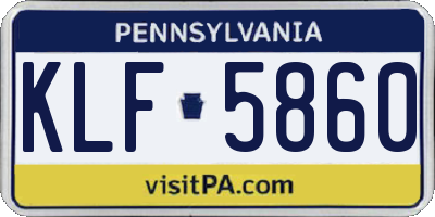 PA license plate KLF5860