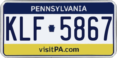 PA license plate KLF5867