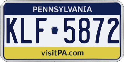 PA license plate KLF5872