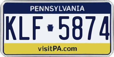 PA license plate KLF5874