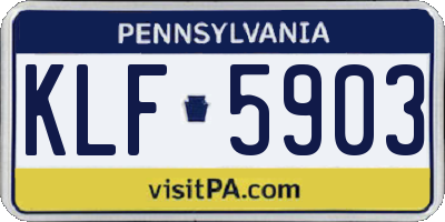PA license plate KLF5903