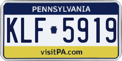 PA license plate KLF5919