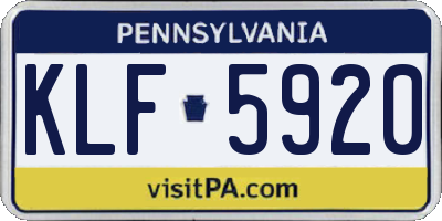 PA license plate KLF5920