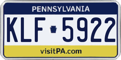 PA license plate KLF5922