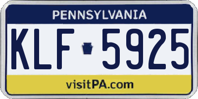 PA license plate KLF5925