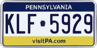 PA license plate KLF5929