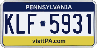 PA license plate KLF5931