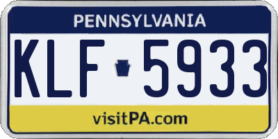 PA license plate KLF5933