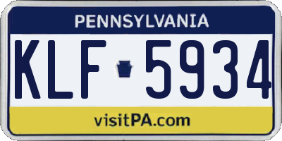 PA license plate KLF5934