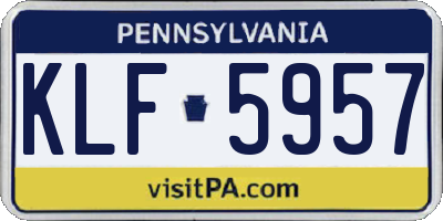 PA license plate KLF5957