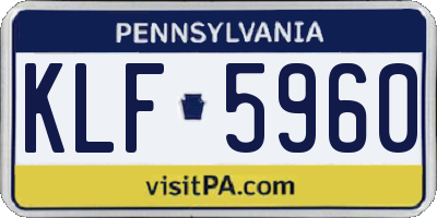 PA license plate KLF5960