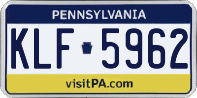 PA license plate KLF5962