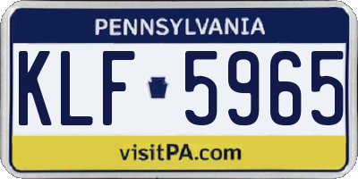PA license plate KLF5965