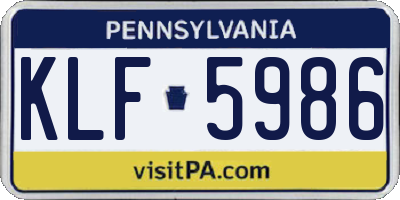 PA license plate KLF5986