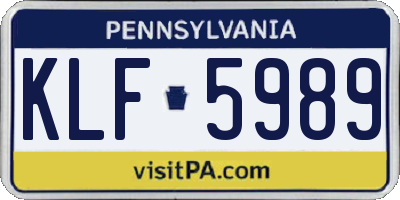PA license plate KLF5989