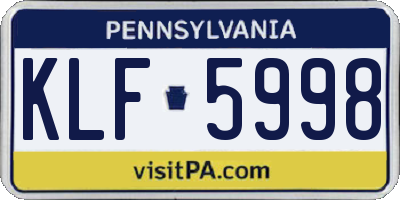 PA license plate KLF5998