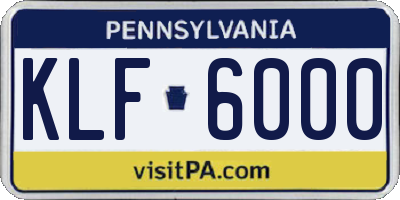 PA license plate KLF6000