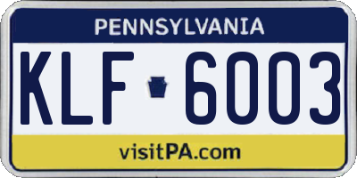 PA license plate KLF6003