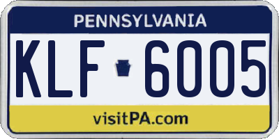 PA license plate KLF6005