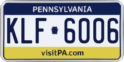 PA license plate KLF6006