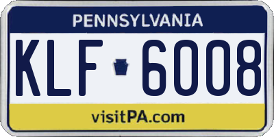 PA license plate KLF6008