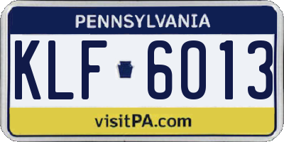 PA license plate KLF6013