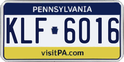 PA license plate KLF6016