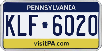 PA license plate KLF6020
