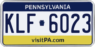 PA license plate KLF6023