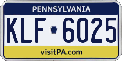 PA license plate KLF6025
