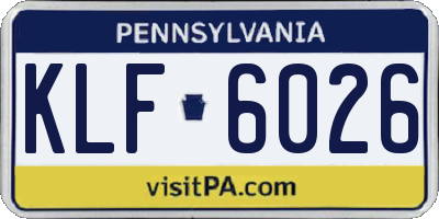 PA license plate KLF6026