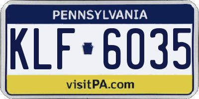 PA license plate KLF6035
