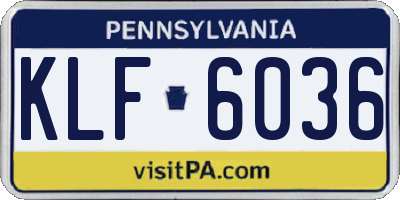 PA license plate KLF6036