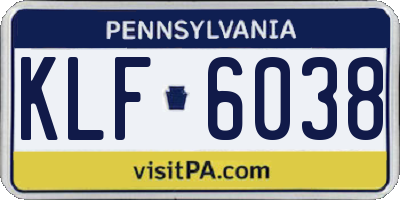 PA license plate KLF6038