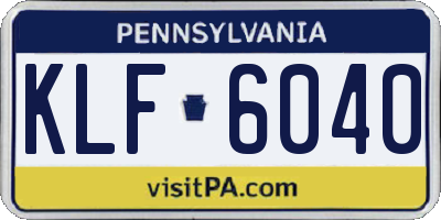 PA license plate KLF6040