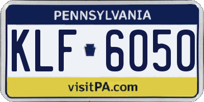 PA license plate KLF6050