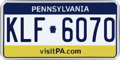 PA license plate KLF6070