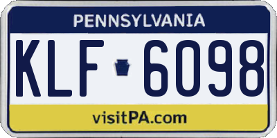 PA license plate KLF6098