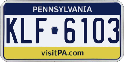 PA license plate KLF6103