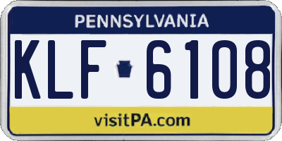 PA license plate KLF6108