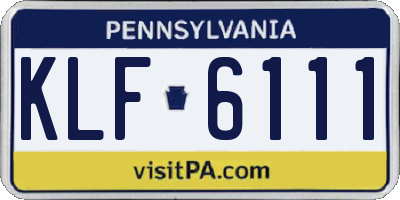 PA license plate KLF6111