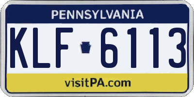 PA license plate KLF6113