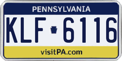 PA license plate KLF6116