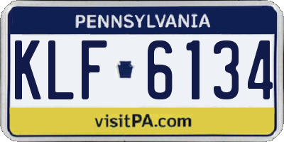 PA license plate KLF6134