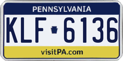 PA license plate KLF6136