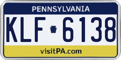 PA license plate KLF6138