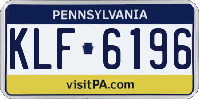PA license plate KLF6196