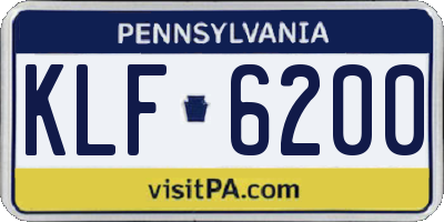 PA license plate KLF6200