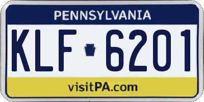 PA license plate KLF6201