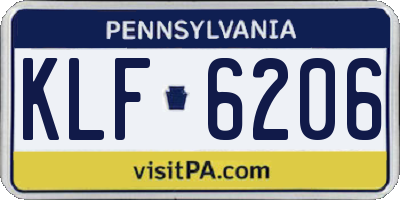 PA license plate KLF6206